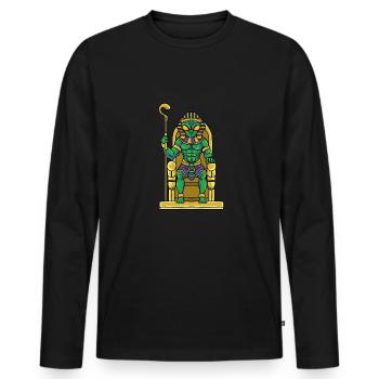 Toutankhamon Mythologie égyptienne extraterrestre - T-shirt manches longues Premium bio Homme - noir - Devant - Nico (187cm)