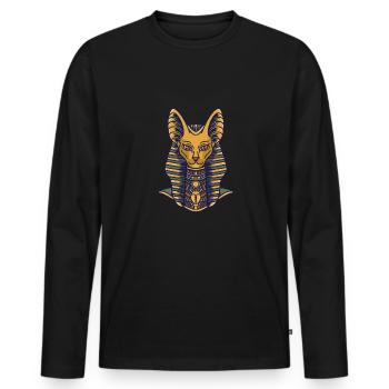 Hieroglyphen Bastet Ägyptische Mythologie - Männer Premium Bio Langarmshirt - Schwarz - Vorne - Nico (187cm)