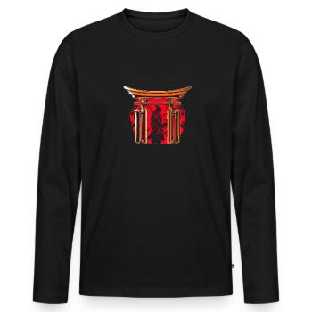 Kanji Japon Katana Épée Ninja Samouraï - T-shirt manches longues Premium bio Homme - noir - Devant - Nico (187cm)