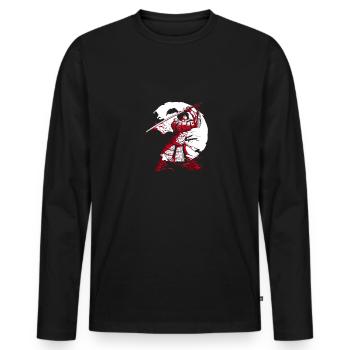 Kanji Japon Katana Épée Ninja Samouraï - T-shirt manches longues Premium bio Homme - noir - Devant - Nico (187cm)