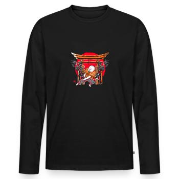 Kanji Japan Katana Ninja Katze Samurai - Männer Premium Bio Langarmshirt - Schwarz - Vorne - Nico (187cm)