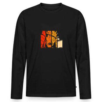 Kanji Japanischer Ninja Oni Dämon Samurai - Männer Premium Bio Langarmshirt - Schwarz - Vorne - Nico (187cm)