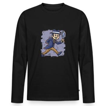Agent de service Officier Détective - T-shirt manches longues Premium bio Homme - noir - Devant - Nico (187cm)
