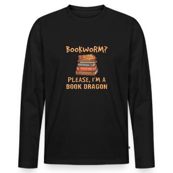 Buch Nerd Im Ein Buch Drachen Lesung - Männer Premium Bio Langarmshirt - Schwarz - Vorne - Nico (187cm)