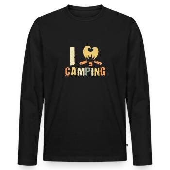 Camper Lagerfeuer Lagerfeuer Ich liebe Camping - Männer Premium Bio Langarmshirt - Schwarz - Vorne - Nico (187cm)