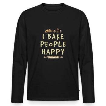 Patissier Baker Bake People Happy Baking - Men's Premium Organic Long Sleeve Shirt - black - Front - Nico (187cm)