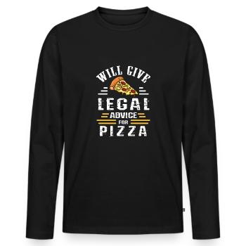 Will Give Legal Advice For Pizza Lawyer - Men's Premium Organic Long Sleeve Shirt - black - Front - Nico (187cm)