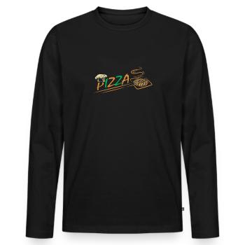 Pizzeria Dough Crust Mozarella Pizza - Men's Premium Organic Long Sleeve Shirt - black - Front - Nico (187cm)