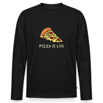 Pizzeria Pizza Life Mozarella Pizza - T-shirt manches longues Premium bio Homme - noir - Devant - Nico (187cm)