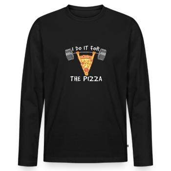 Pizzeria Italien Ich mache es für die Pizza - Männer Premium Bio Langarmshirt - Schwarz - Vorne - Nico (187cm)