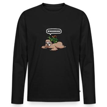 Slothy Napping Wheeeeeee Chilling Sloth - Men's Premium Organic Long Sleeve Shirt - black - Front - Nico (187cm)