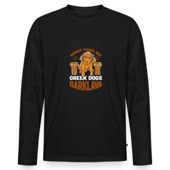 Food Greek Dogs Barklava Greek Mythology - Men's Premium Organic Long Sleeve Shirt - black - Front - Nico (187cm)