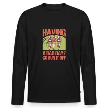 Marathon Go Run It Off Jogging Running - Men's Premium Organic Long Sleeve Shirt - black - Front - Nico (187cm)