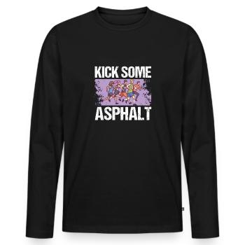 Jogging Kick Un peu de course sur asphalte - T-shirt manches longues Premium bio Homme - noir - Devant - Nico (187cm)