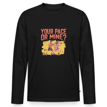 Faire du jogging à votre rythme ou le mien en courant - T-shirt manches longues Premium bio Homme - noir - Devant - Nico (187cm)