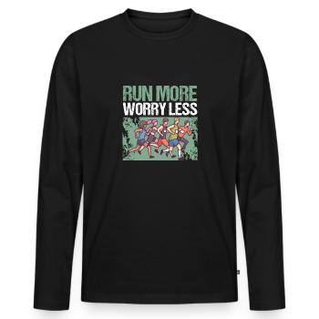 Marathon Courez plus, souciez-vous moins, courez - T-shirt manches longues Premium bio Homme - noir - Devant - Nico (187cm)