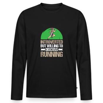 Marathon Willing To Discuss Running - Men's Premium Organic Long Sleeve Shirt - black - Front - Nico (187cm)