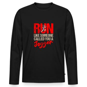 Marathon Called You A Jogger Running - Men's Premium Organic Long Sleeve Shirt - black - Front - Nico (187cm)