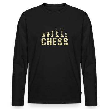Board Game Checkmate Chessboard Chess - Men's Premium Organic Long Sleeve Shirt - black - Front - Nico (187cm)