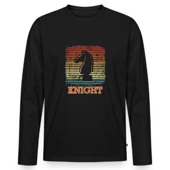 Knight Checkmate Sport Chessboard Chess - Men's Premium Organic Long Sleeve Shirt - black - Front - Nico (187cm)