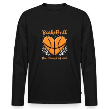 Flows Through My Veins Sports Basketball - Men's Premium Organic Long Sleeve Shirt - black - Front - Nico (187cm)