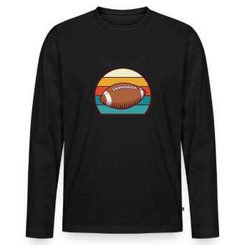 Rugby Fußballer Retro Vintage Fußball - Männer Premium Bio Langarmshirt - Schwarz - Vorne - Nico (187cm)