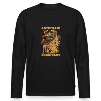 Annunaki Desendant Mythologie égyptienne - T-shirt manches longues Premium bio Homme - noir - Devant - Nico (187cm)