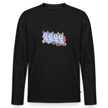 Sport Rugby Fußballer Einhorn Fußball - Männer Premium Bio Langarmshirt - Schwarz - Vorne - Nico (187cm)