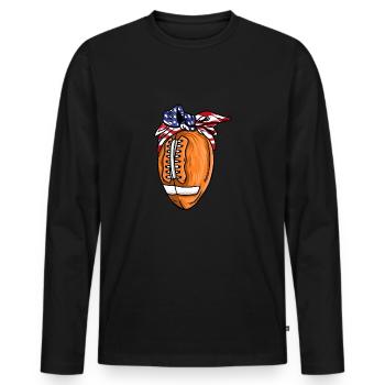 Rugby Amerikanische Flagge Band Fußball - Männer Premium Bio Langarmshirt - Schwarz - Vorne - Nico (187cm)