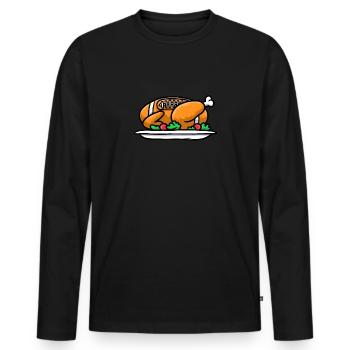 Rugby Fußballer Thanksgiving Fußball - Männer Premium Bio Langarmshirt - Schwarz - Vorne - Nico (187cm)