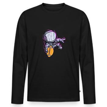 Rugby Fußballer Astronaut Fußball - Männer Premium Bio Langarmshirt - Schwarz - Vorne - Nico (187cm)