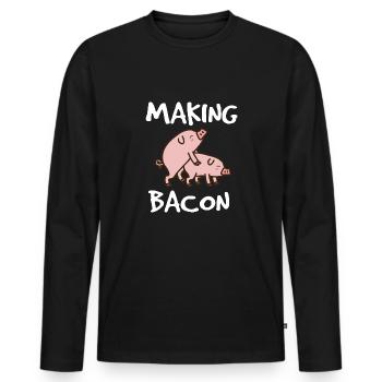 Herstellung von Speck Grillen von Schweinefleisch Speck - Männer Premium Bio Langarmshirt - Schwarz - Vorne - Nico (187cm)