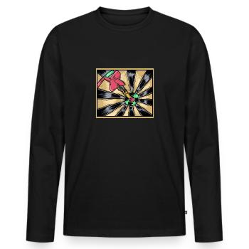 Dartist Darted Bullseye Zielpfeil - Männer Premium Bio Langarmshirt - Schwarz - Vorne - Nico (187cm)