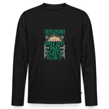 Super Sexy Dart Player Killing It Dart - Men's Premium Organic Long Sleeve Shirt - black - Front - Nico (187cm)