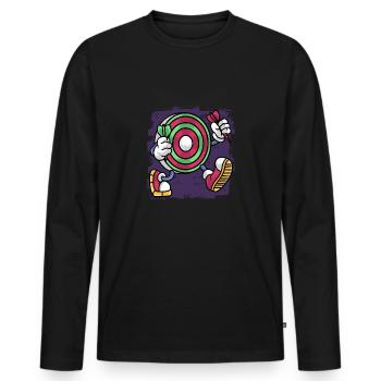 Dartist Darted Dartboard Holding Dart - T-shirt manches longues Premium bio Homme - noir - Devant - Nico (187cm)