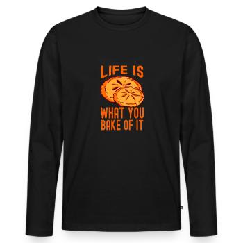 La vie est ce que vous en faites cuire - T-shirt manches longues Premium bio Homme - noir - Devant - Nico (187cm)