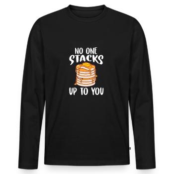 Waffel, die sich nicht stapeln lässt, bis zu Ihrem Pfannkuchen - Männer Premium Bio Langarmshirt - Schwarz - Vorne - Nico (187cm)
