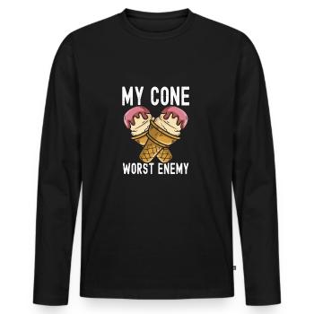 My Cone Worst Enemy Sundae Frosty Cream - Männer Premium Bio Langarmshirt - Schwarz - Vorne - Nico (187cm)