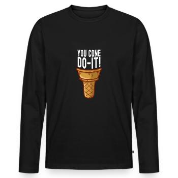 Sundae You Cone Do It Scoop Frozen Cream - Men's Premium Organic Long Sleeve Shirt - black - Front - Nico (187cm)