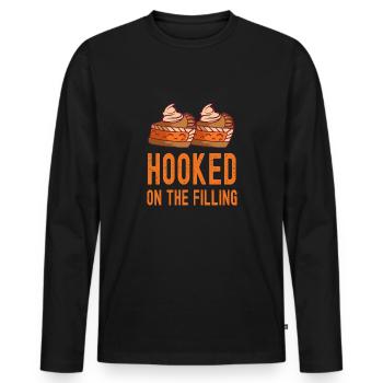 Hooked On The Filling Patissier Baking - Men's Premium Organic Long Sleeve Shirt - black - Front - Nico (187cm)