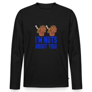 I'm Nuts About You Eisbecher Gelato Creme - Männer Premium Bio Langarmshirt - Schwarz - Vorne - Nico (187cm)