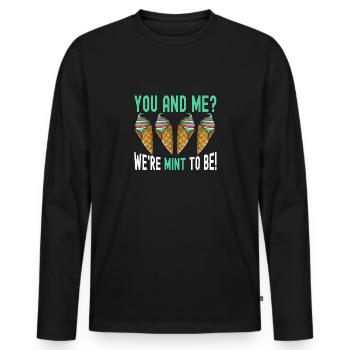 We're Mint To Be Sundae Gelato Cream - Männer Premium Bio Langarmshirt - Schwarz - Vorne - Nico (187cm)