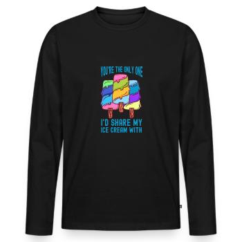 Je partagerais mon sorbet à la crème glacée Gelato - T-shirt manches longues Premium bio Homme - noir - Devant - Nico (187cm)