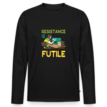 Amateur Resistance Futile Ham Radio - Men's Premium Organic Long Sleeve Shirt - black - Front - Nico (187cm)