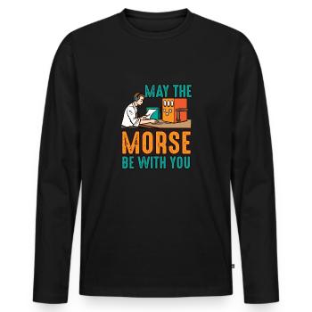 Amateur Morse Be mit Amateurfunk - Männer Premium Bio Langarmshirt - Schwarz - Vorne - Nico (187cm)