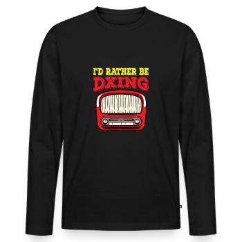 Amateur I'd Rather Be Dxing Ham Radio - Men's Premium Organic Long Sleeve Shirt - black - Front - Nico (187cm)