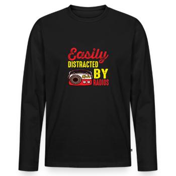Amateure lassen sich leicht von Amateurfunk ablenken - Männer Premium Bio Langarmshirt - Schwarz - Vorne - Nico (187cm)