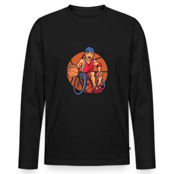 Sports Baller Wheelchair Basketball - Men's Premium Organic Long Sleeve Shirt - black - Front - Nico (187cm)