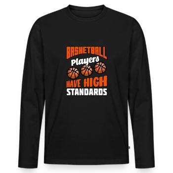 Joueurs Basket-ball de haut niveau - T-shirt manches longues Premium bio Homme - noir - Devant - Nico (187cm)