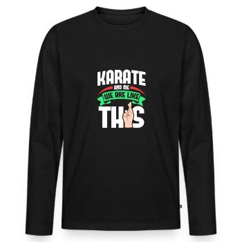 Karate Me Are Like - Men's Premium Organic Long Sleeve Shirt - black - Front - Nico (187cm)